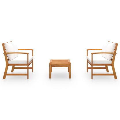 Set Divani da Giardino 3 pz con Cuscini in Massello di Acacia - homemem39