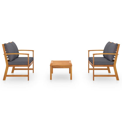 Set Divani da Giardino 3 pz con Cuscini in Massello di Acacia - homemem39