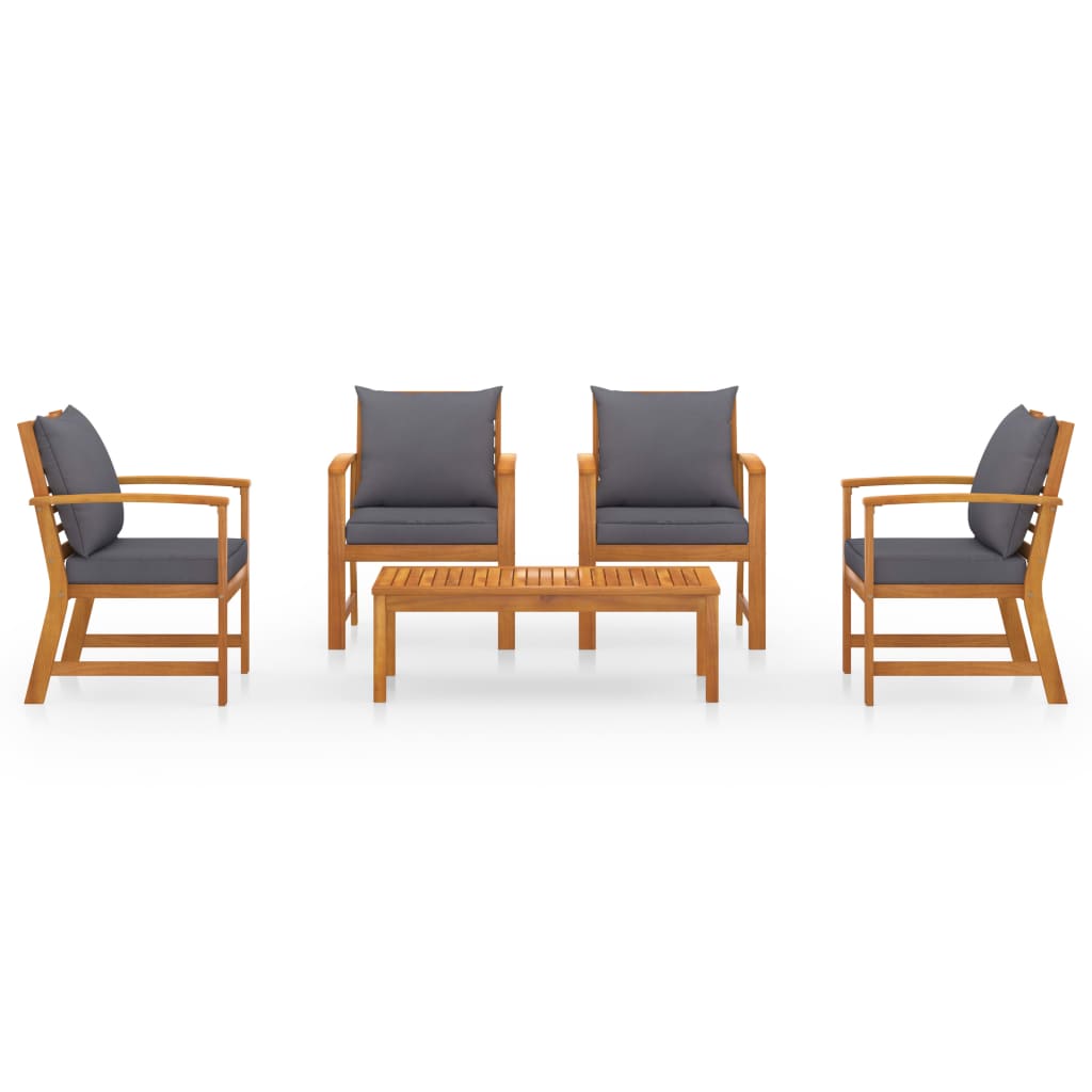 Set Divani da Giardino 5 pz con Cuscini in Massello di Acacia - homemem39