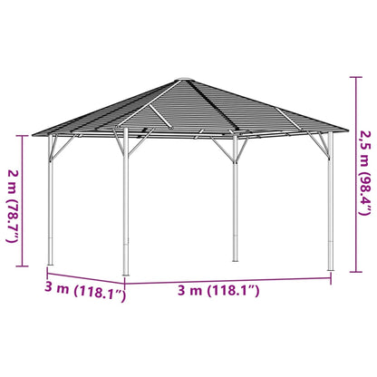 Gazebo con Tetto 3x3 m Antracite | homemem39