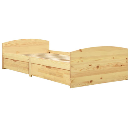 Giroletto con 2 Cassetti in Legno Massello di Pino 90x200 cm