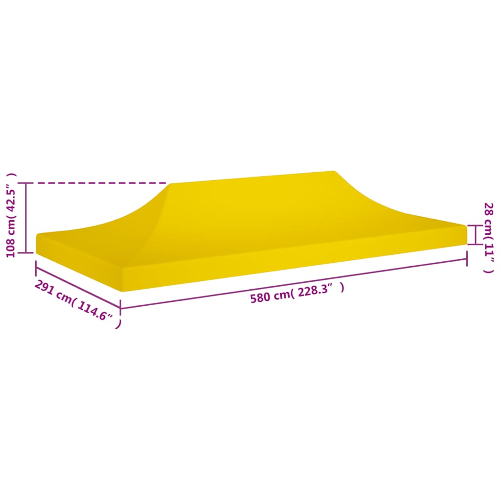 Tetto per Tendone per Feste 6x3 m Giallo 270 g/m²