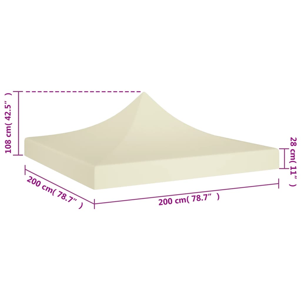 Tetto per Tendone per Feste 2x2 m Crema 270 g/m²