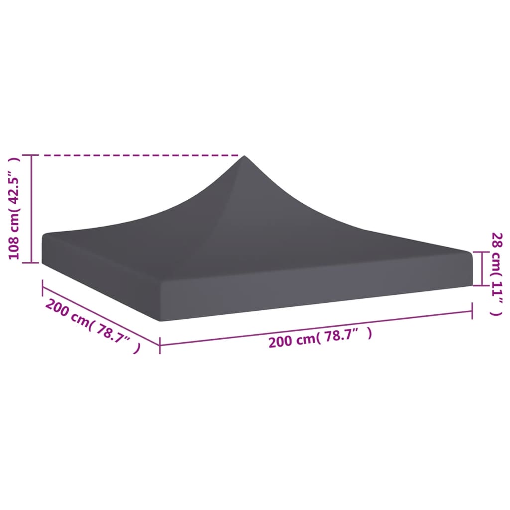 Tetto per Tendone per Feste 2x2 m Antracite 270 g/m²