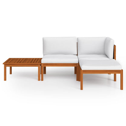 Set da giardino 4 pezzi con cuscini in legno crema, acacia e corda - homemem39