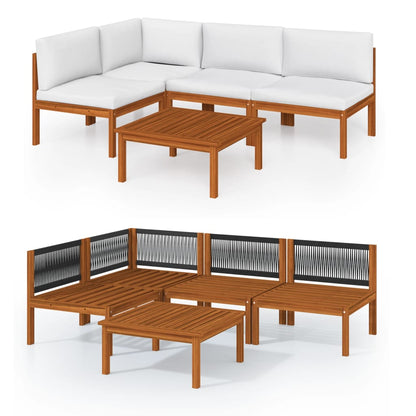 Set da giardino 5 pezzi con cuscini crema 63x63 cm