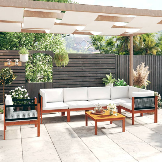 Set da giardino 7 pezzi con cuscini crema 63x63 cm - homemem39