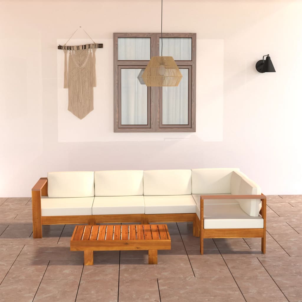 Set da Giardino 6 pz con Cuscini 100x60 cm Legno di Acacia - homemem39