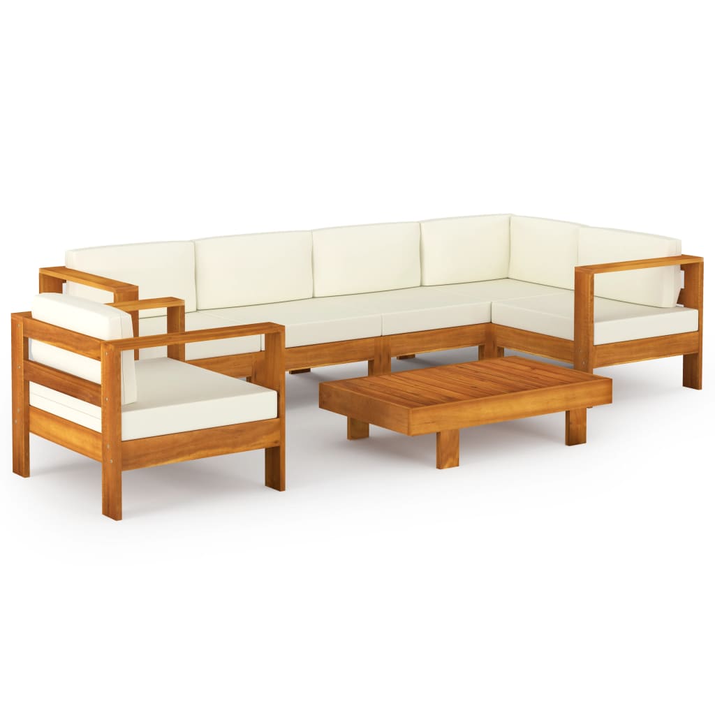 Set da Giardino 7 pz con Cuscini 100x60 cm Legno di Acacia - homemem39