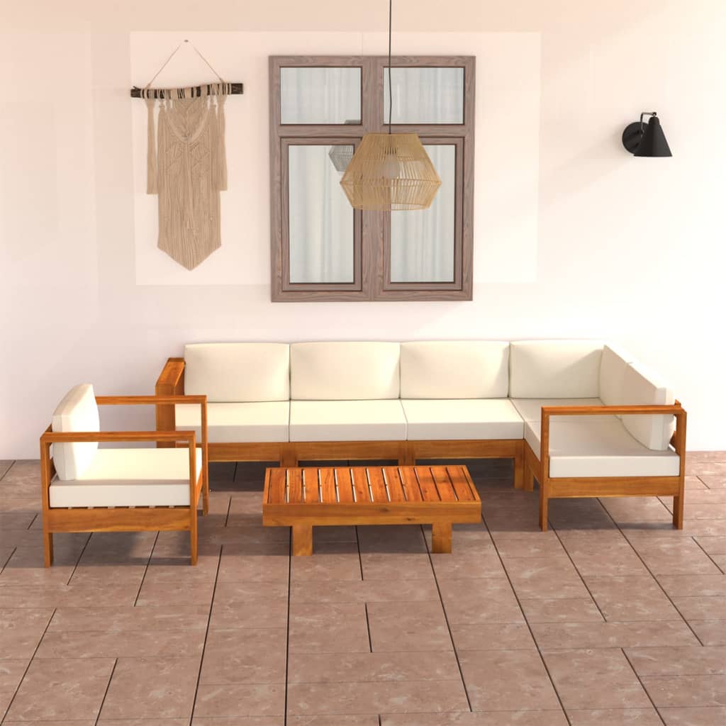 Set da Giardino 7 pz con Cuscini 100x60 cm Legno di Acacia - homemem39