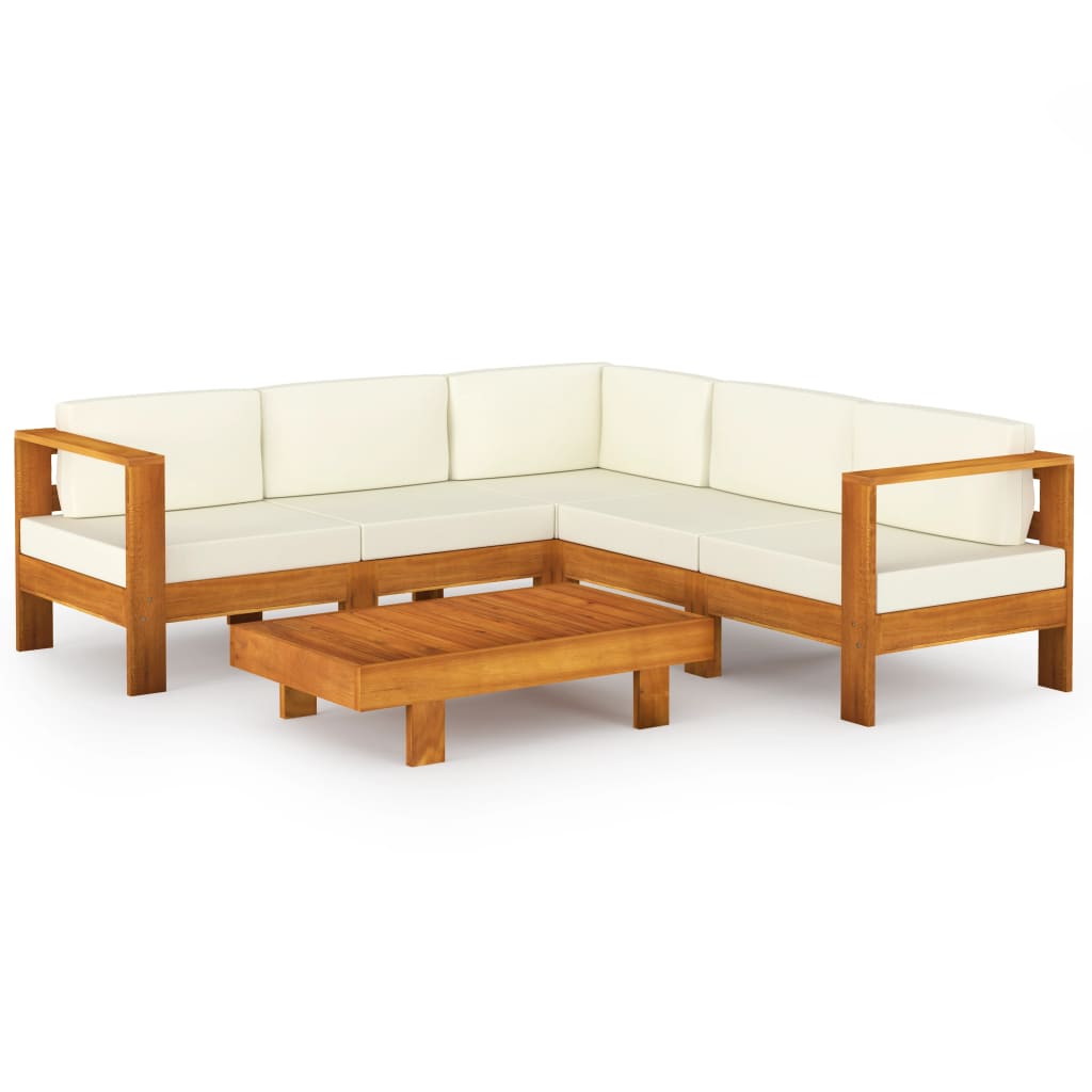 Set da Giardino 6 pz con Cuscini 100x60 cm Legno di Acacia - homemem39