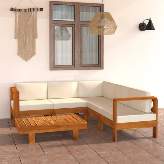 Set da Giardino 6 pz con Cuscini 100x60 cm Legno di Acacia - homemem39