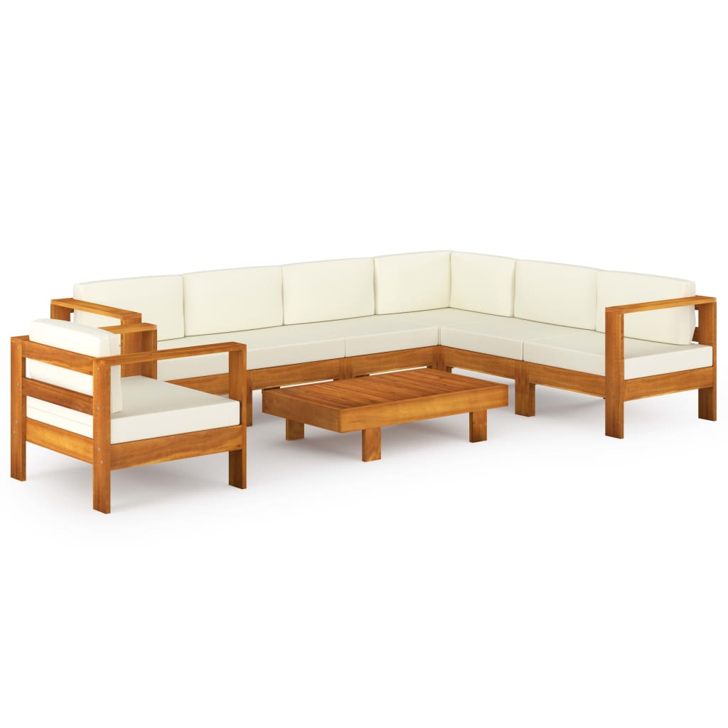 Set da Giardino 8 pz con Cuscini 100x60 cm Legno di Acacia - homemem39