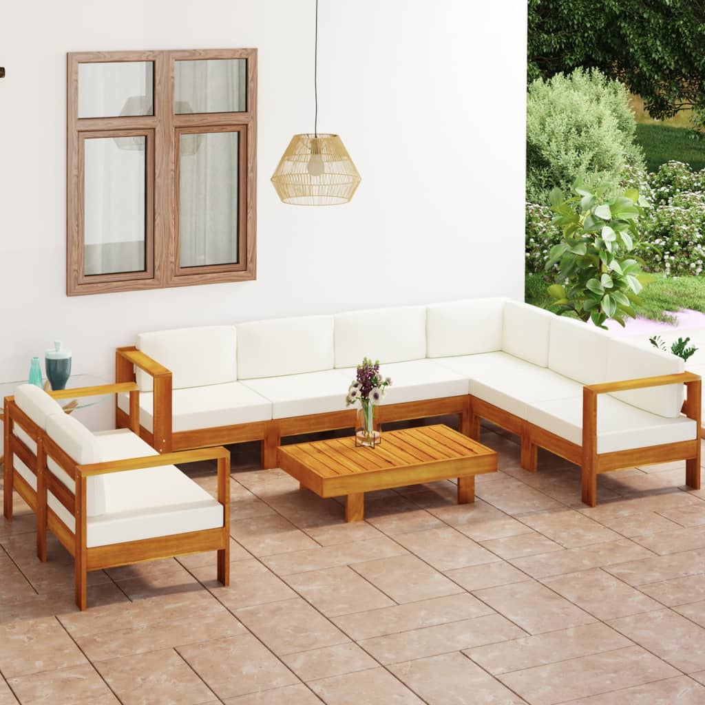 Set da Giardino 8 pz con Cuscini 100x60 cm Legno di Acacia - homemem39
