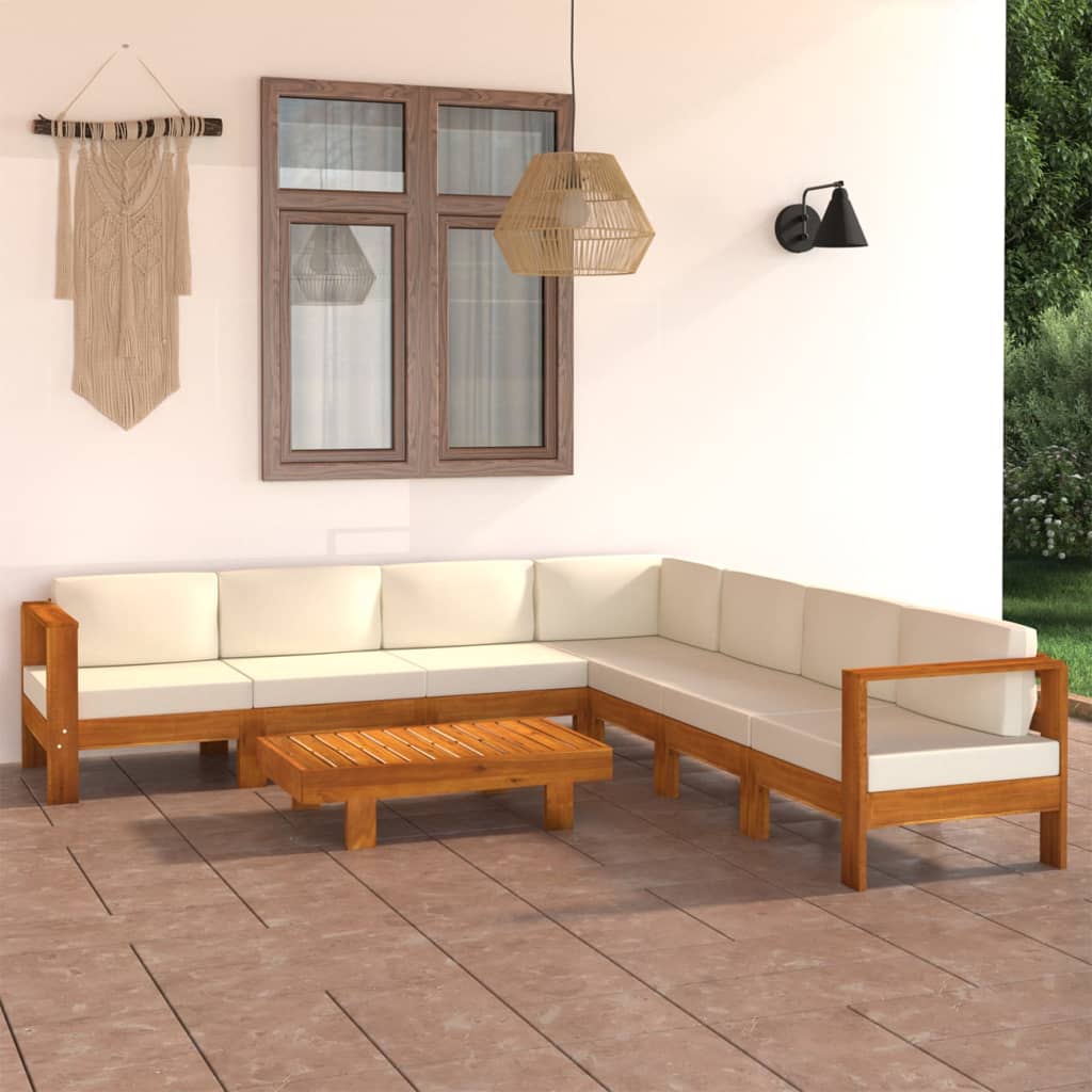 Set da Giardino 8 pz con Cuscini 100x60 cm Legno di Acacia - homemem39