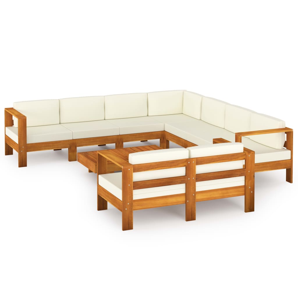 Set da giardino 9 pezzi con cuscini 100x60 cm in legno di acacia - homemem39
