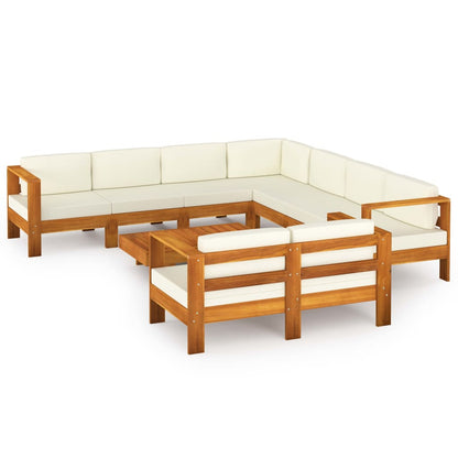 Set da giardino 9 pezzi con cuscini 100x60 cm in legno di acacia - homemem39