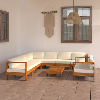 Set da giardino 9 pezzi con cuscini 100x60 cm in legno di acacia - homemem39