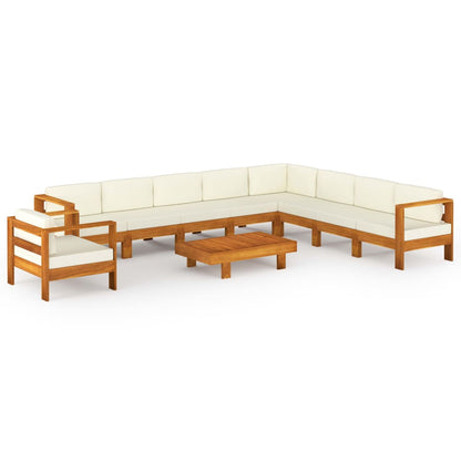 Set da Giardino 10 pz con Cuscini 100x60 cm Legno di Acacia - homemem39