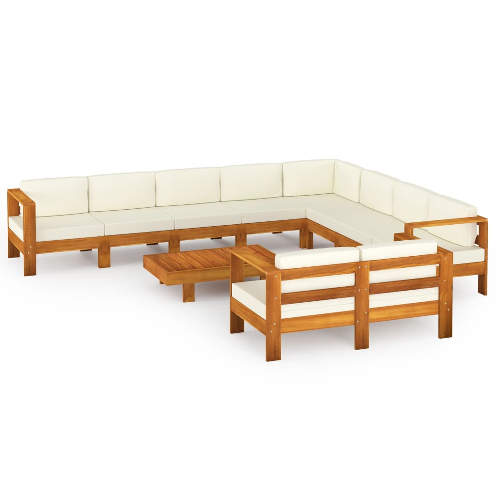 Set da Giardino 10 pz con Cuscini 100x60 cm Legno di Acacia - homemem39