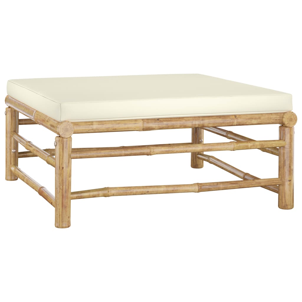 Set Salotto da Giardino 6pz con Cuscini Bianco Crema in Bambù - homemem39