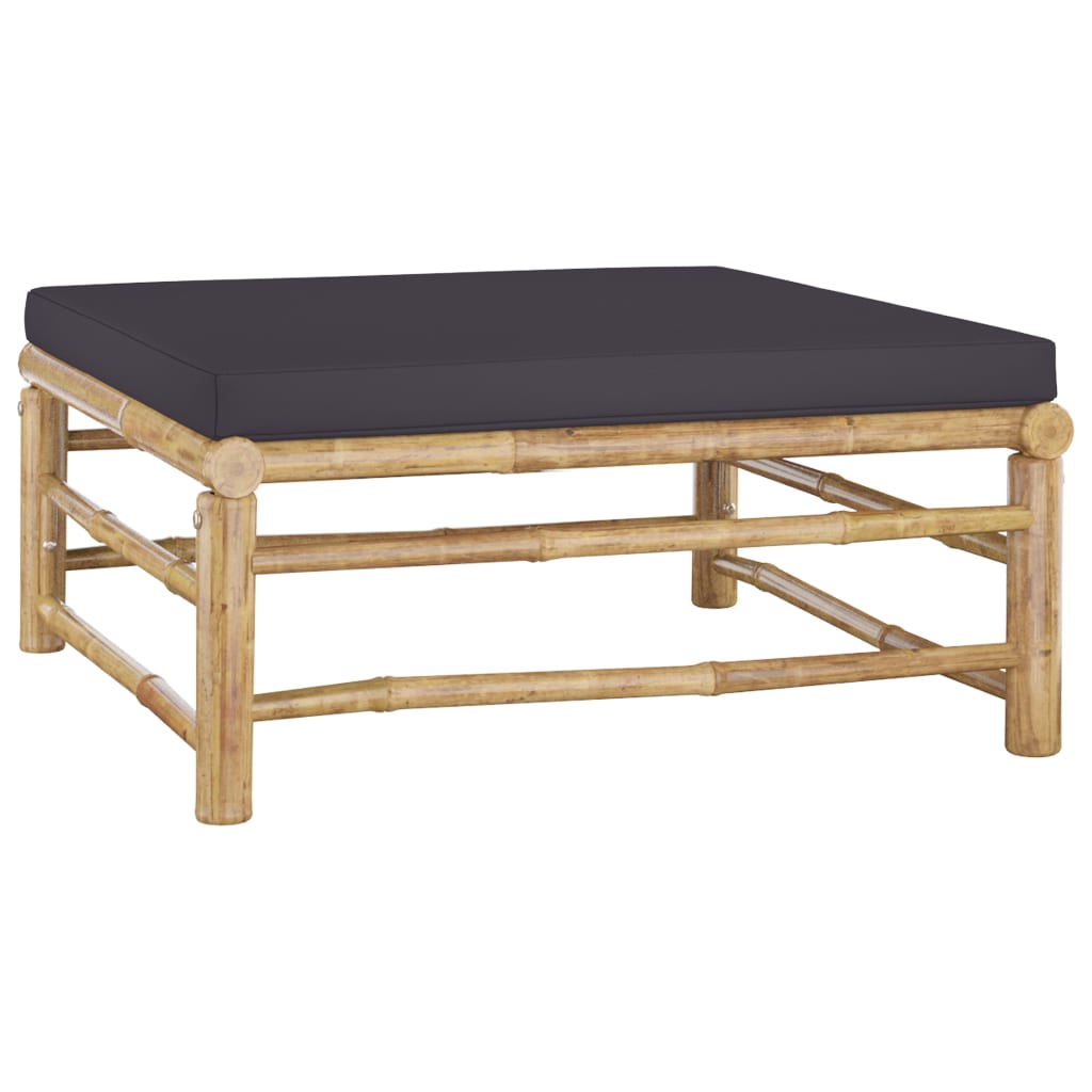Set Salotto da Giardino 6pz con Cuscini Grigio Scuro Bambù | homemem39