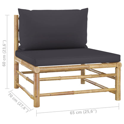 Set Salotto da Giardino 6pz con Cuscini Grigio Scuro Bambù | homemem39