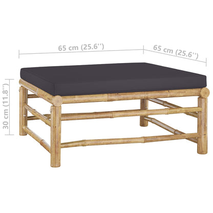 Set Salotto da Giardino 6pz con Cuscini Grigio Scuro Bambù | homemem39