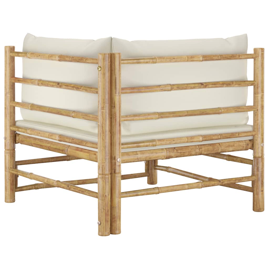 Set Divani da Giardino 2 pz con Cuscini Bianco Crema in Bambù | homemem39