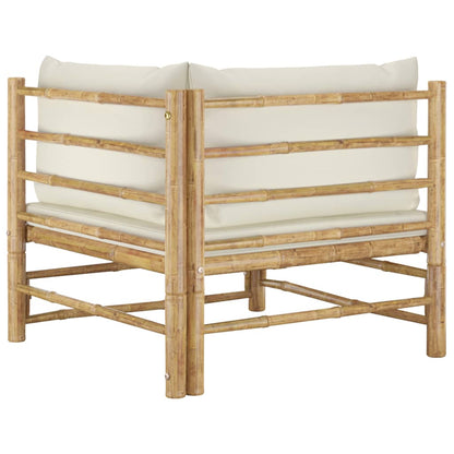 Set Divani da Giardino 2 pz con Cuscini Bianco Crema in Bambù | homemem39