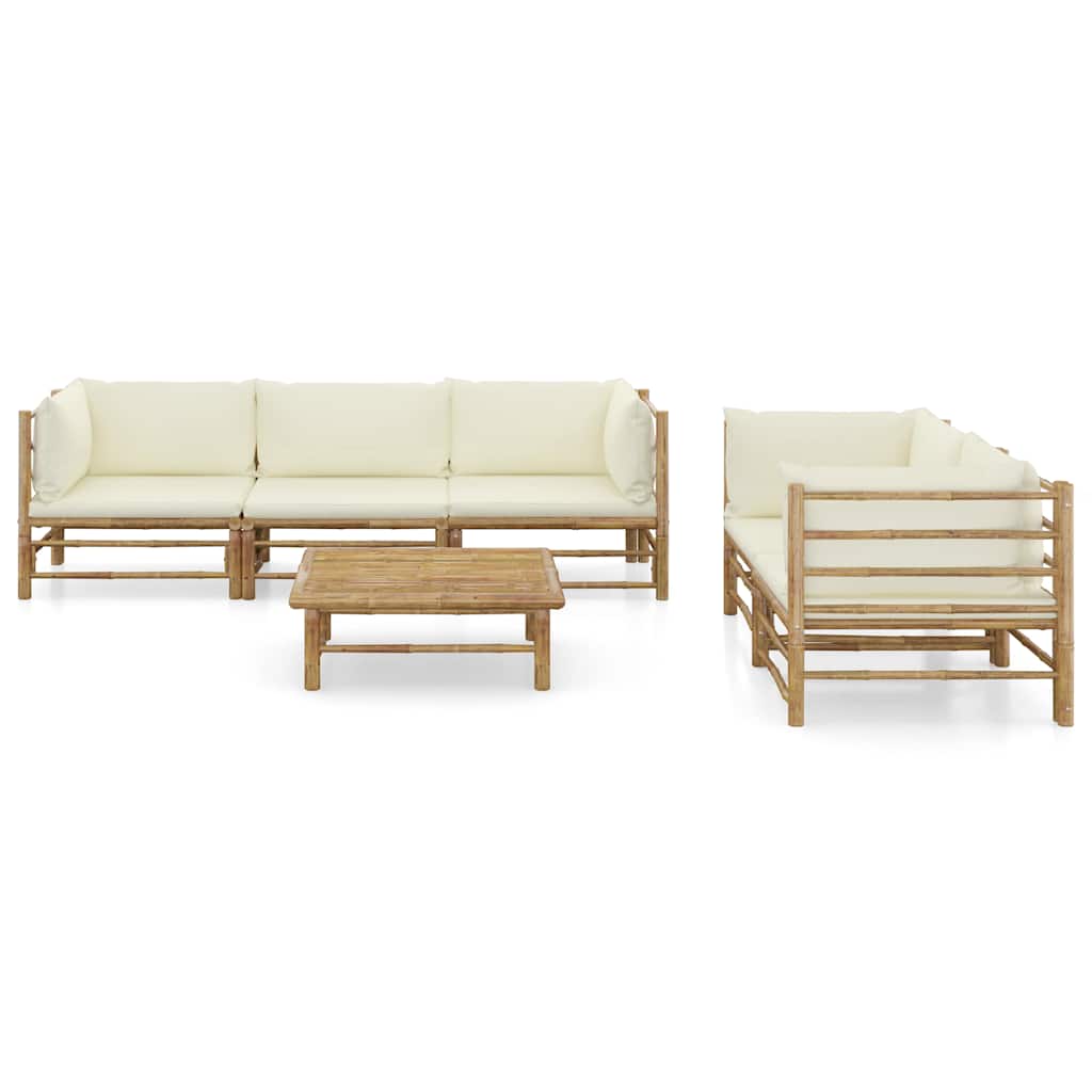Set Salotto da Giardino 6pz con Cuscini in Bambù