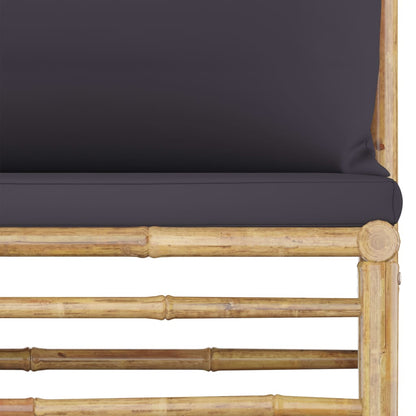 Set Divani da Giardino 9 pz con Cuscini Grigio Scuro in Bambù