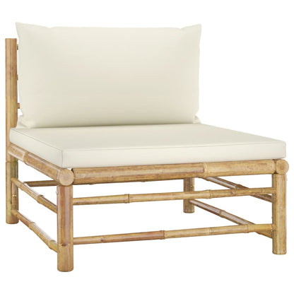 Set Divani da Giardino 6 pz con Cuscini Bianco Crema in Bambù | homemem39