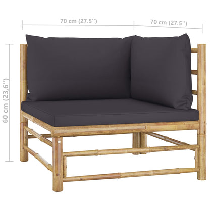 Set Salotto da Giardino 8pz con Cuscini Grigio Scuro Bambù | homemem39