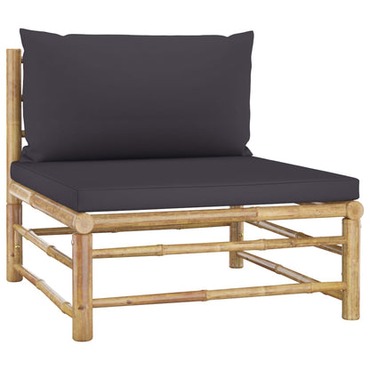 Set Salotto da Giardino 8pz con Cuscini Grigio Scuro Bambù | homemem39