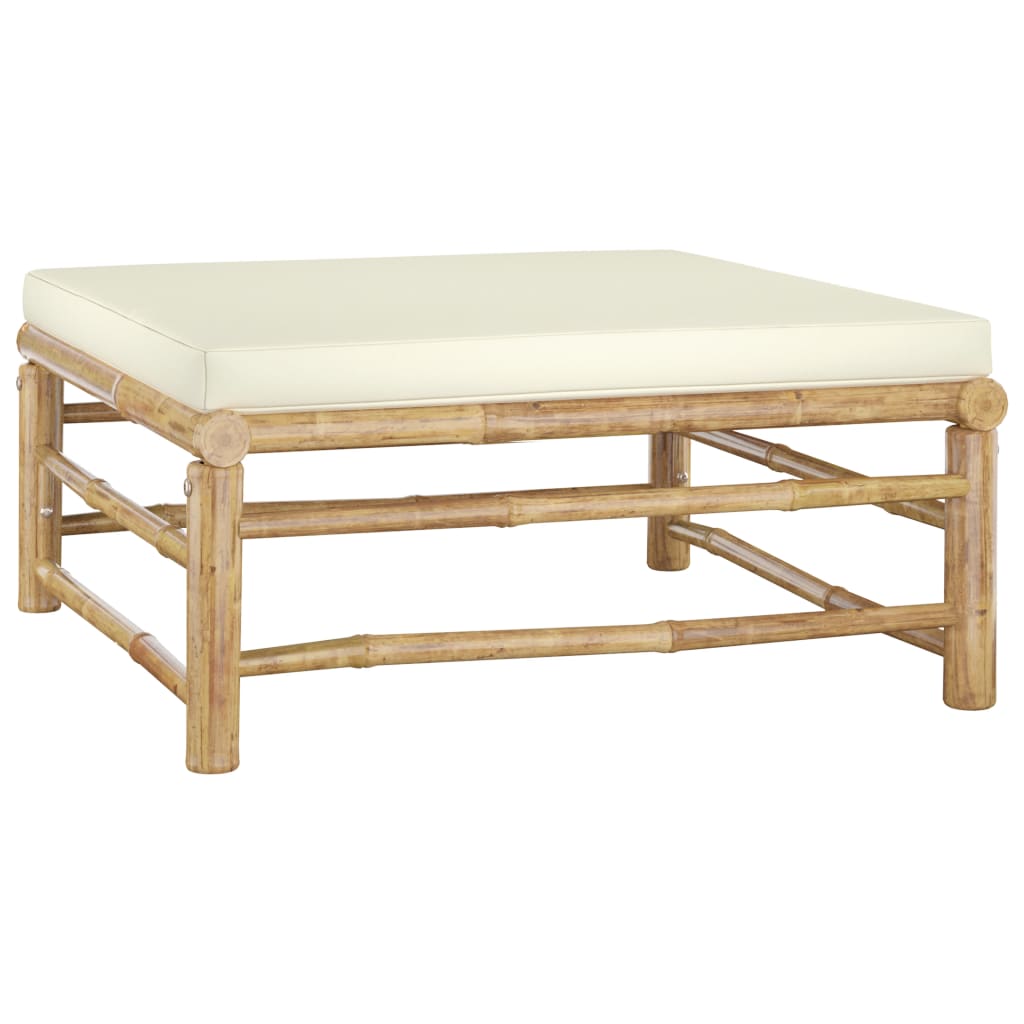 Set Salotto da Giardino 10pz con Cuscini Bianco Crema in Bambù | homemem39
