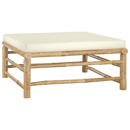 Set Salotto da Giardino 10pz con Cuscini Bianco Crema in Bambù | homemem39