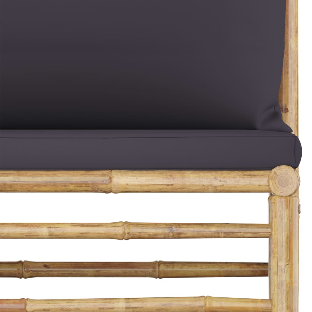 Set Salotto da Giardino 10pz con Cuscini Grigio Scuro Bambù | homemem39
