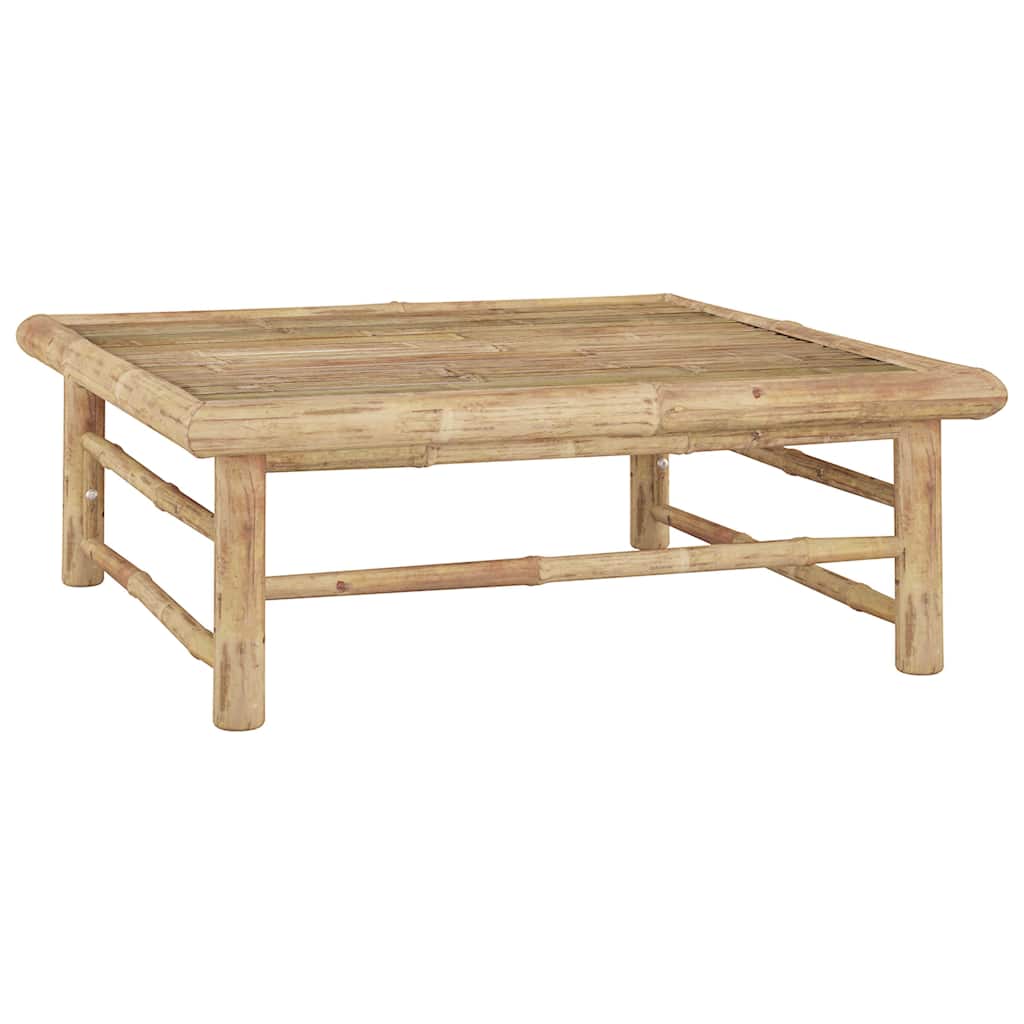 Set Salotto da Giardino 12pz con Cuscini Bianco Crema in Bambù