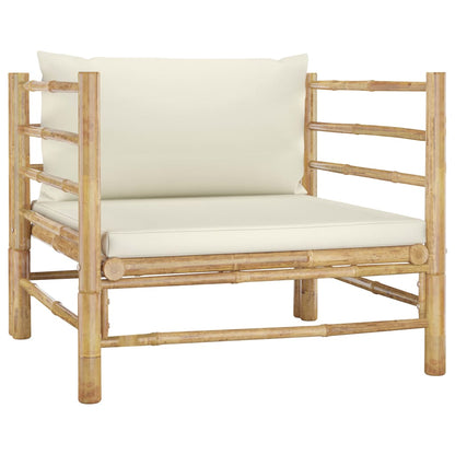 Set Salotto da Giardino 12pz con Cuscini Bianco Crema in Bambù | homemem39