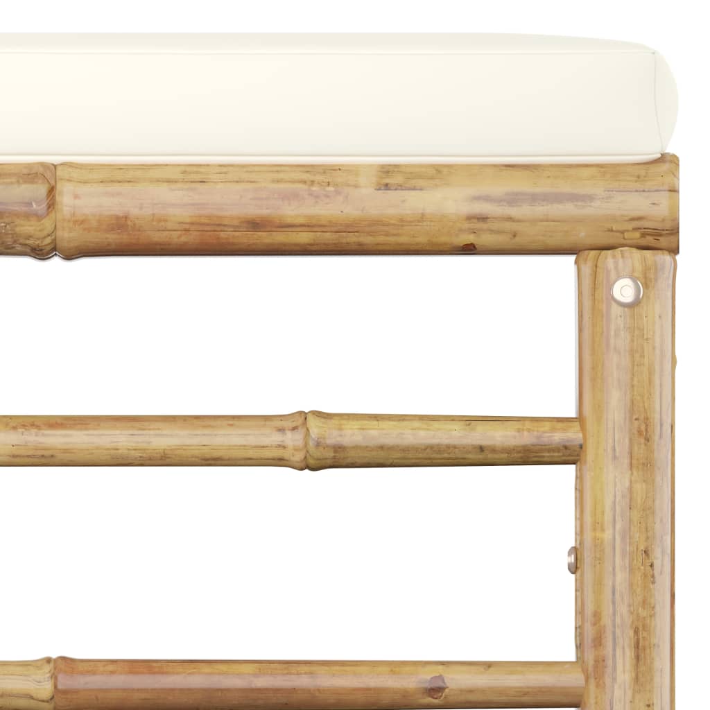 Set Divani da Giardino 7 pz con Cuscini Bianco Crema in Bambù | homemem39