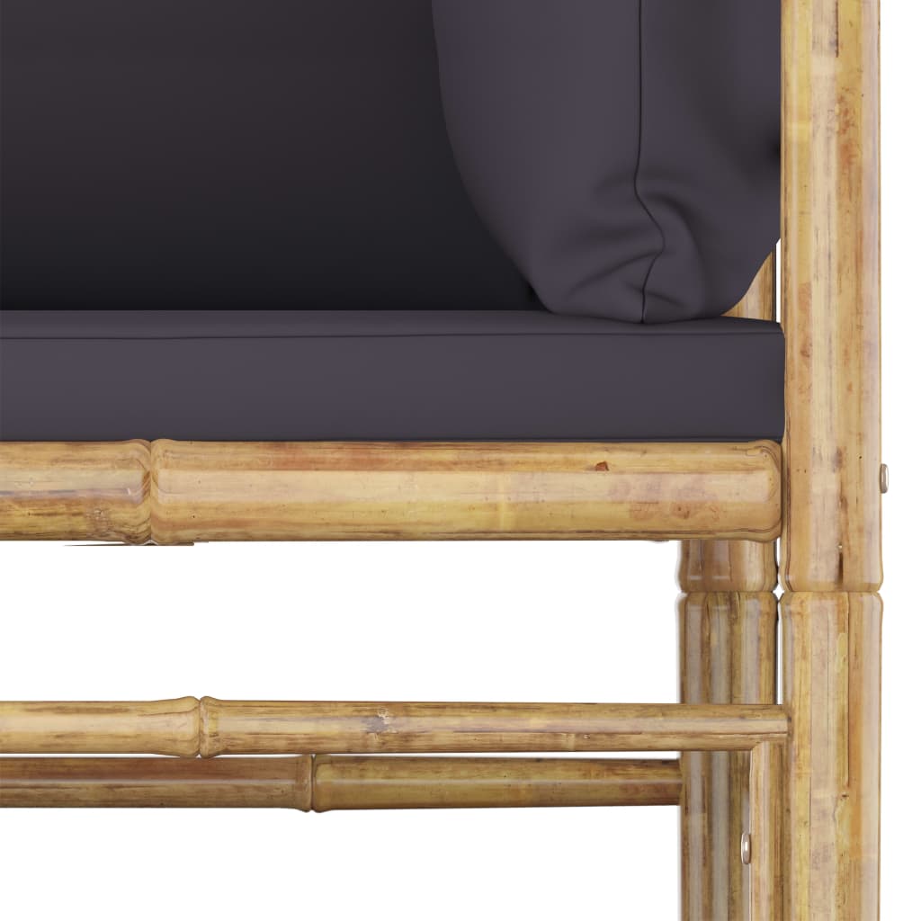 Set Divani da Giardino 6 pz con Cuscini Grigio Scuro in Bambù | homemem39