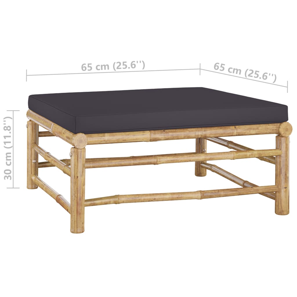 Set Divani da Giardino 4 pz con Cuscini Grigio Scuro in Bambù | homemem39