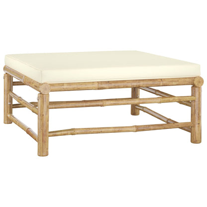 Set Divani da Giardino 3 pz con Cuscini Bianco Crema in Bambù | homemem39