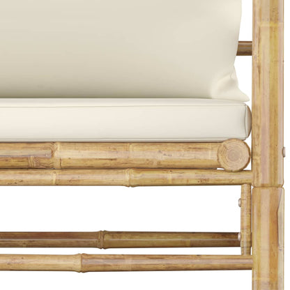 Set Divani da Giardino 7 pz con Cuscini Bianco Crema in Bambù | homemem39