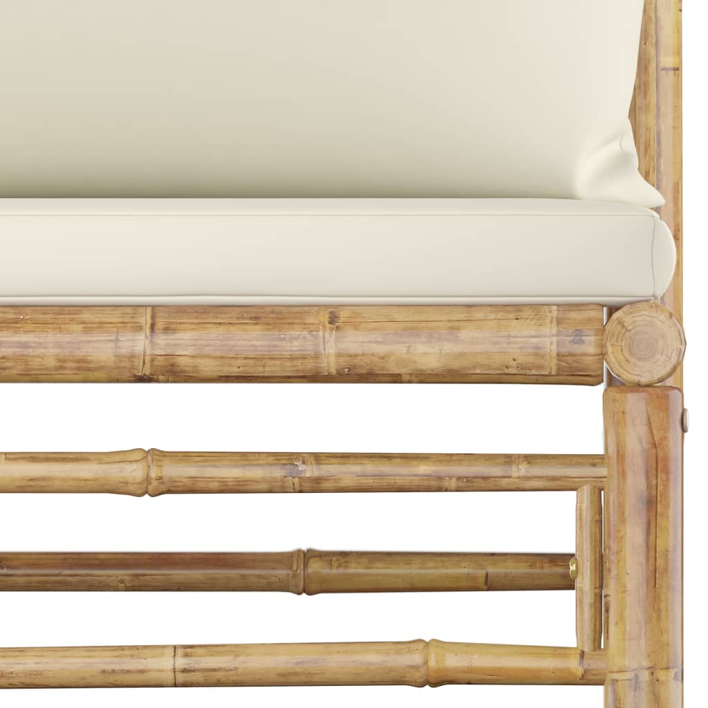Set Salotto da Giardino 8pz con Cuscini Bianco Crema in Bambù | homemem39