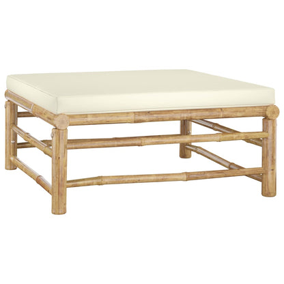 Set Salotto da Giardino 8pz con Cuscini Bianco Crema in Bambù | homemem39