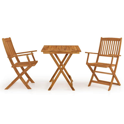 Set da Pranzo da Giardino 3 pz Pieghevole in Massello di Acacia