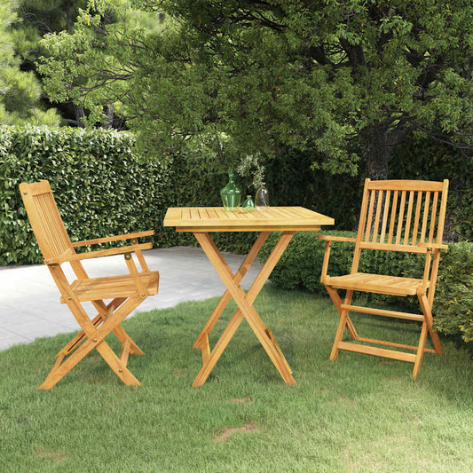 Set da Pranzo da Giardino 3 pz Pieghevole in Massello di Acacia