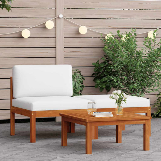 Set da giardino 3 pezzi con cuscini in legno di acacia e corda - homemem39